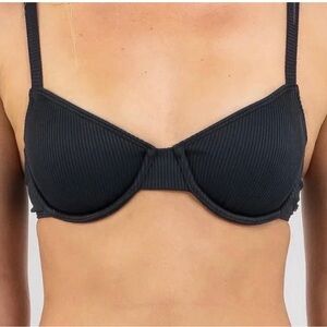 Roxy women’s Black Ribbed Bikini Top size large